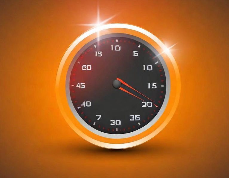 Schnelligkeit im Vermittlungsprozess Runde Uhr mit orangefarbenem Rand